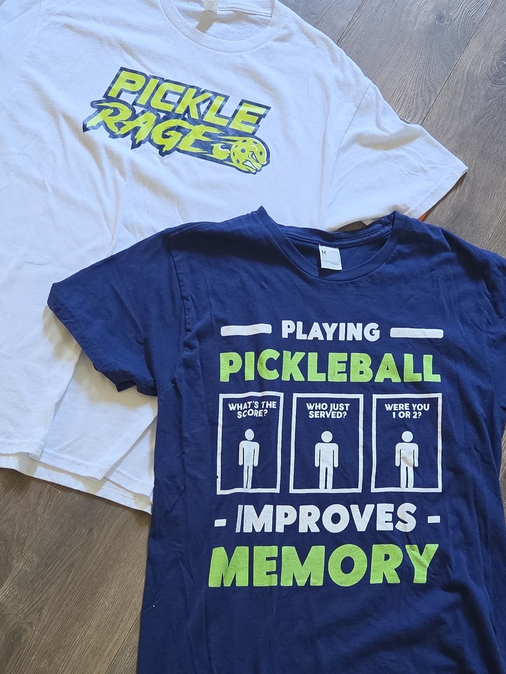 Navy Blue Pickleball Graphic Tee - Lime Green Print
